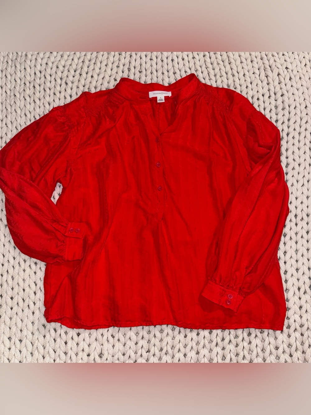 Woven Red Women's Button-Front Blouse